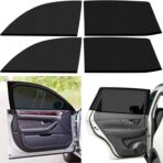 Nuanchu 4 Pack Car Window Shade Seat Sun Protection Cover Breathable Mesh Front Rear Universal Automotive Window Cover for Family Camping Privacy Blackout Front(23'', 22-43'') Rear(21'', 22-43'')