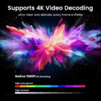 Mini Smart Projector, 1500 ANSI Portable Projector with WiFi and Bluetooth, HAPPRUN 4K Full HD Home Theater with 270° Stand, Dolby Sound, Built-in Apps,Compatible with Phone & PC, Indoor & Outdoor Use - Image 3