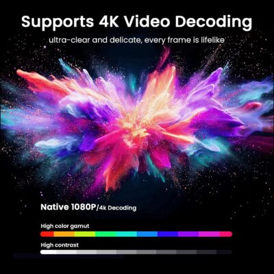 Mini Smart Projector, 1500 ANSI Portable Projector with WiFi and Bluetooth, HAPPRUN 4K Full HD Home Theater with 270° Stand, Dolby Sound, Built-in Apps,Compatible with Phone & PC, Indoor & Outdoor Use - Image 3