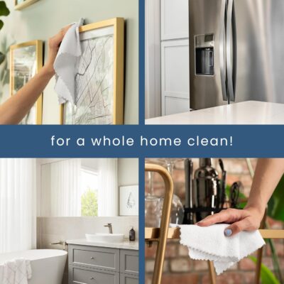 S&T INC. 50 Pack Microfiber Cleaning Cloth with Box, Bulk Towels for Home, Reusable Microfiber Towels for Cars, Cleaning Rags, White, 190gsm, 11.8 Inches x 11.8 Inches, 50 Count - Image 5