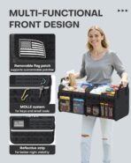 HOTOR Tactical Car Trunk Organizer - Foldable Trunk Organizer for SUV with Front MOLLE Pocket & Reflective Strips, Essential Car Accessories for Tools & Outdoor Storage, 12.8" x 21.7" x 11.0", Black - Image 5