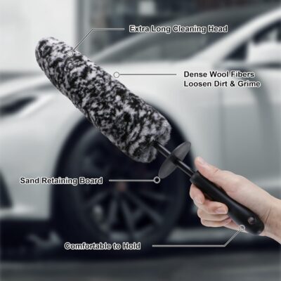 Large Tire Shine Applicator & Bendable Wheel Brush Set for Detailing Cleaning and Tire Shine,Automotive Tire Dressing Applicator Brush with Storage Stand for Tire Detailing & Car Wash Kit,Black-4pcs - Image 4