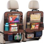 BALEINE Backseat Car Organizer, Back Seat Car Organizers and Storage, Kick Mats Back Seat Protector, Travel Accessories for Most Automotive (2 Pack, Mocha)