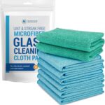 Claro 2 Step Glass Cleaning Cloth 8-Pack – Green Wet & Blue Dry Microfiber Towels Cleaning for Windows, Mirrors & Glass - Streak and Lint Free Cloth for Home, TV, Shower - Machine Washable