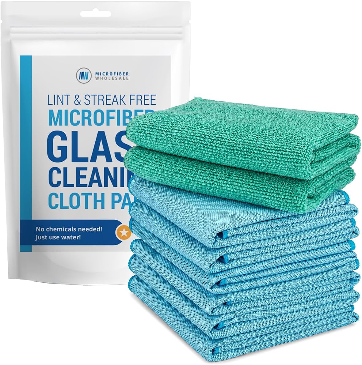 81b-YJQXSAL._AC_SL1250_.jpg Claro 2 Step Glass Cleaning Cloth 8-Pack – Green Wet & Blue Dry Microfiber Towels Cleaning for Windows, Mirrors & Glass - Streak and Lint Free Cloth for Home, TV, Shower - Machine Washable - Image 1