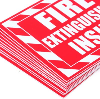 Fasmov 10 Pack Fire Extinguisher Inside Sticker Sign, 5" x 4" Self-Adhesive Vinyl Decals, Weatherproof & UV Protected for Cars, Trailers, Rv's, Trucks and Vehicles, Red on White - Image 4