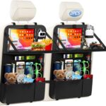 KaiCross Car Backseat Organizer with Table Holder,10 Storage Pockets Backseat Car Organizer and Storage with 600D Oxford Cloth,Travel Essentials,Kick Mats Back Seat Protector-2 Pack