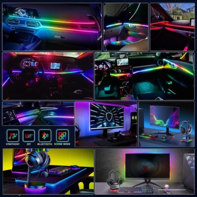 Dreamcolor Interior Acrylic Car Light Strip, 2 in 1 Car LED Strip Light with APP Control 43.3 Inches Fiber Optic Ambient Lighting Kits, Multi-Modes Sound Sync Neon Lights - Image 5