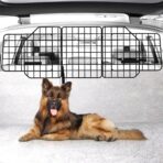 HAITRAL Universal-Fit Barrier,Adjustable Dog Barrier for SUVs,Cars,Trucks,Heavy-Duty Wire Mesh Guard Pet Divider,Back Seat Dog Separator Gate for Cargo Area,Safety Car Travel Accessories