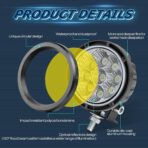 Round LED Pods Yellow, Niwaker 2PCS 54W 3 Inch Fog Lights Off Road Lighting Amber Driving Light Flood LED Light Pods Round Work Lights for Truck Pickup ATV UTV Motorcycle Tractor Boat - Image 3