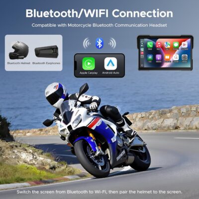 VOLAM 7" Wireless Motorcycle CarPlay Screen, IP67 Waterproof Touchscreen,GPS Navigation System,Anti-Glare for Daylight, Voice Control, Dual Bluetooth, Suitable for Harley, Kawasaki, Yamaha, etc. - Image 3