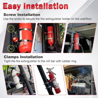 Quick Release Fire Extinguisher Mount Bracket for Jeep Wrangler TJ JK JL JKU Polaris RZR Ranger Cam-Am X3 Universal- Aluminum Adjustable Roll Bar Fire Extinguisher Bracket - Image 4