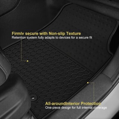 Car Floor Mats Custom Fit for Chevrolet Tahoe/GMC Yukon 2015-2020 Chevy Black Rubber All Weather Protection Auto Floor Liners Heavy Duty Odorless - Image 3