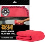 Chemical Guys Waffle Weave Glass & Window Microfiber Towel - Red 24 x16 Inch Scratch-Free Detailing Cloth for Cars, Trucks, SUVs & Home, Streak-Free Cleaning for Glass, Mirrors & Windows