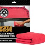 Chemical Guys Waffle Weave Glass & Window Microfiber Towel - Red 24 x16 Inch Scratch-Free Detailing Cloth for Cars, Trucks, SUVs & Home, Streak-Free Cleaning for Glass, Mirrors & Windows