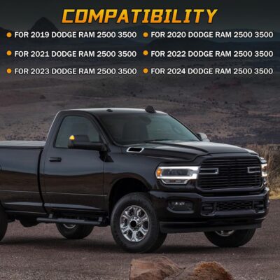 Chrome LED Daytime Running Light Headlights Assembly Compatible with 2019 2020 2021 2022 2023 2024 Dodge Ram 2500 3500 With bulb Right Passenger Side Headlamp OE 68360180AC - Image 2