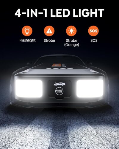 TREKURE Portable Car Battery Jump Starter 4000A 16800mAh Jump Box, Car Battery Jumper Starter Portable Jumper Cables for car(8.0L Gas/6.5L Diesel), Fast Charge, Lights, Compact - Image 4