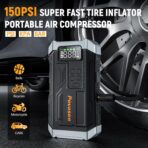 [2026NEW Model] 5000A Jump Starter with Air Compressor,Car Jumper Starter Portable with 150PSI Tire Inflator 12V Jump Box with LCD Display,Flashlight,Storage Case (Up 9L Gas/8L Diesel Engine - Image 3