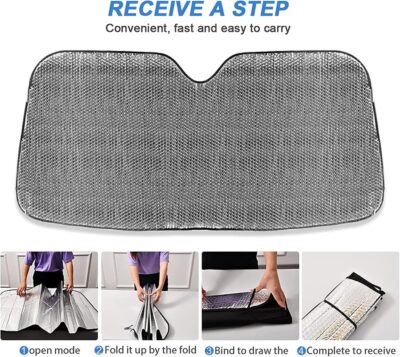 Cherry Car Windshield Sun Shade Watercolor Fruit Foldable UV Ray Sun Visor Protector Sunshade to Keep Your Vehicle Cool (51" x 27") - Image 5