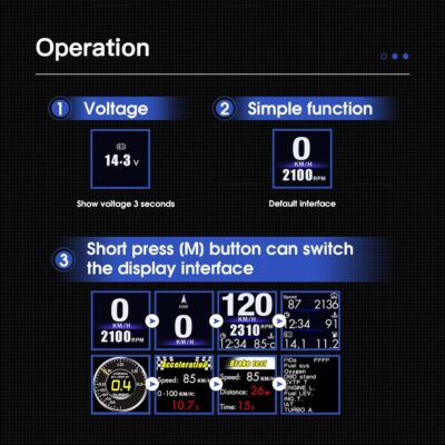 BY-J Heads Up Display with OBD2 GPS Dual System, P8 Car HUD Display OBD2 Gauge Display Speed Clock RPM can Installed Dashboard and A-Pillar Trim, Car Speedometer for Car for All Vehicle - Image 5