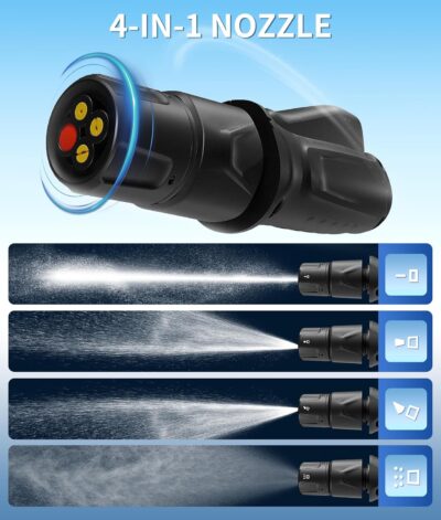 Portable Electric Pressure Washer w/3.2Gal Tank, 4-in-1 Nozzles, Max 290 PSI Foldable Cordless Pressure Washer for No Water Hose Apartment, Camping, Bike Cleaning, Garden Care and Pet Cleaning - Image 4