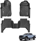 Premium MAXPRO All Weather Floor Mats for 2024-2026 Ford Ranger Raptor SuperCrew Cab Custom Fit Floor Liners 1st&2nd Row Set Waterproof TPE Anti-Slip Truck Mats Full Set Automotive Floor Mats Pickup