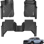 Premium MAXPRO All Weather Floor Mats for 2024-2026 Ford Ranger Raptor SuperCrew Cab Custom Fit Floor Liners 1st&2nd Row Set Waterproof TPE Anti-Slip Truck Mats Full Set Automotive Floor Mats Pickup