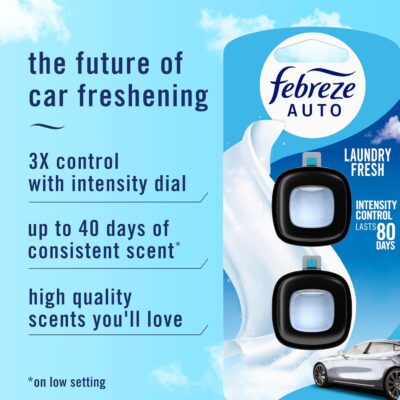 Febreze Car Air Freshener Vent Clip Laundry Fresh Scent, .07 oz. Car Vent Clip, Pack of 4 - Image 2