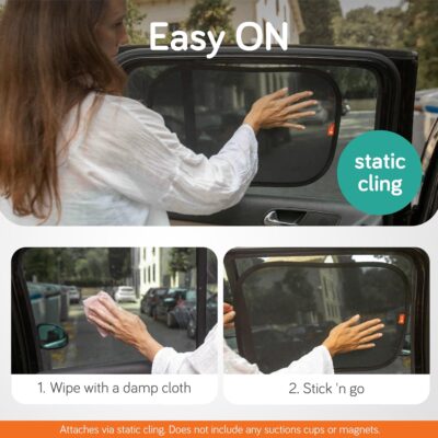 Baby Uma Car Window Shades (2 Pack) - 14.2″ x 21.3″, UPF 50+ Car Window Covers, 99% UVB + 94% UVA Protection, Static Cling Sun Shade with Travel Bag (Medium) - Image 4