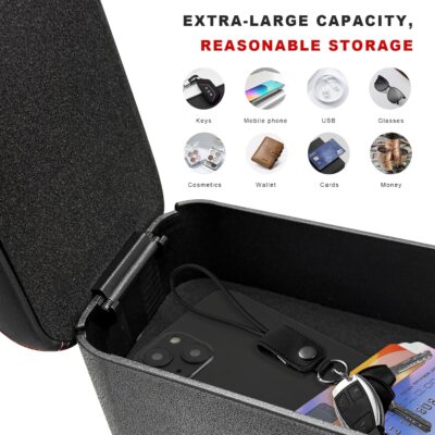 Car Armrest Storage Box with Cup Holder, Adjustable Leather Auto Seat Gap Filler Armrest Extender Pad, Liftable Forearm Wrist Support Center Console Storage Case for SUV Truck (Black & Red) - Image 6