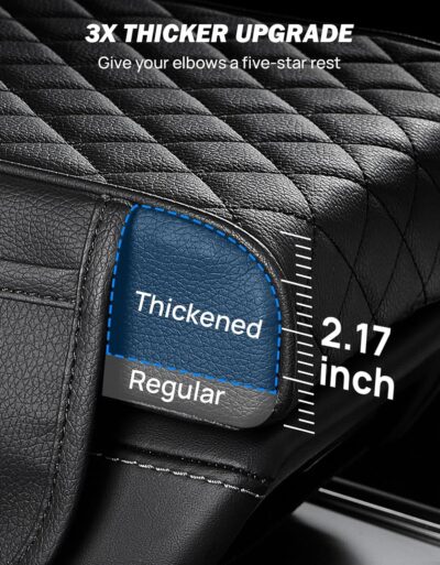 JOYTUTUS Center Console Cover for SUV Sedan, Thick Arm Rest Pad with Storage Bag Leather Middle Console Protector, ‎12.6" x 7.8" x 2.16" - Image 6