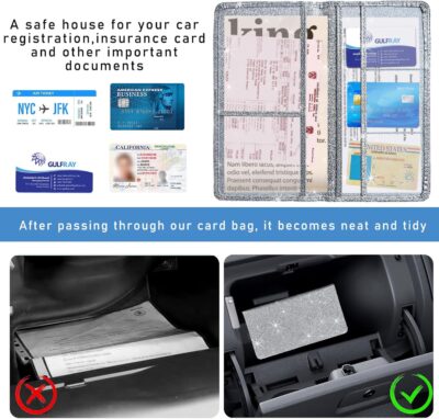 Ziciner Car Registration and Insurance Holder, Auto Card Document Glove Box Organizer with Magnetic Closure, Universal Vehicle Interior Accessories for Cars SUVs (Silver-Large) - Image 5