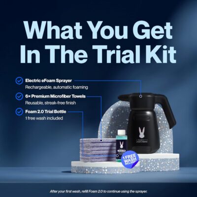 Electric Plus Trial Kit, Waterless Car Wash Kit, Rechargeable Electric Sprayer, Foam 2.0 Solution (1 Free Wash), 6 Reusable Microfiber Towels, Car Cleaning Supplies, 8 Piece Auto Cleaning Kit - Image 4