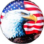 Spare Tire Cover, Wheel Cover with American Flag Eagle Waterproof Dust-Proof for Jeep, Trailer, RV, SUV and Camper Van (14 Inch)