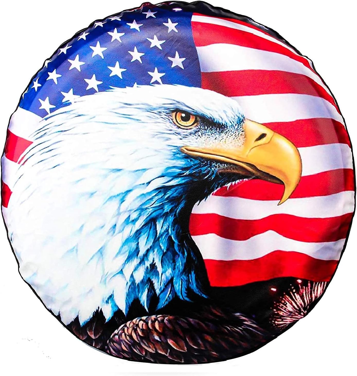 81c46fc2ghL._AC_SL1500_.jpg Spare Tire Cover, Wheel Cover with American Flag Eagle Waterproof Dust-Proof for Jeep, Trailer, RV, SUV and Camper Van (14 Inch) - Image 1