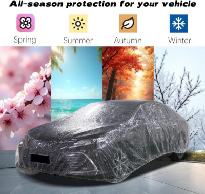 3 pcs Plastic Car Cover,Universal Disposable Car Covers,Waterproof Clear Car Cover for SUV, Sedan with Elastic Band for Outdoor Snow/Rain Weather Protection(15.7ft x 24.6ft) - Image 7
