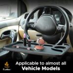 EcoNour 2 in 1 Car Steering Wheel Desk | Tray for Laptop Car Mount with Pen Holder | Desk Console for Car | Food Tray for Eating with Drinks Holder | Multipurpose Travel Car Accessories - Image 8