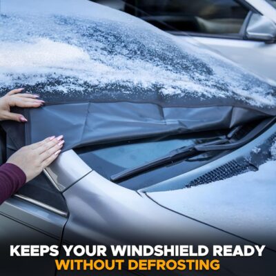 EcoNour Windshield Cover for Ice and Snow - Universal Fit for Car, SUV, Truck, Heavy Duty 600D Oxford Fabric Frost Protector for Ice & Sleet, Includes Anti-Theft Straps, Medium (69"x42") - Image 8