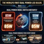 LUXSTER | Dracarys 100000LM H11 H9 LED Bulbs with Vapor Chamber Cooling, 55W/85W Dual Power Mode, CANBUS Ready, H8 H16 Fog Lights, 6500K Xenon White, 2 Pack - Image 4