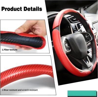 3 Pcs Carbon Fiber Car Steering Wheel Cover, Anti-Skid & Scratch-Proof,Segmented, Butterfly Thin Steering Wheel Cover Men/Women Universal Fit 14.5"-16" Wheel Covers for Cars/Truck/SUV - Image 4