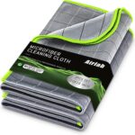Airlab Carbon Microfiber Towels for Car Glass Window Polishing Cleaning Cloth Auto Detailing Lint Free Streak Free Drying Car Wash Large Towel, Pack of 2, 20" x 16", Grey-Green