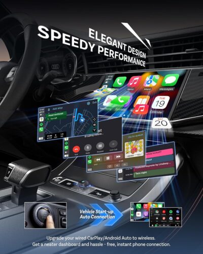 Ottocast Mini Cube 3.0 Wireless CarPlay & Android Auto Adapter 2026– Plug & Play, Fast Auto-Reconnect (Black) - Image 2