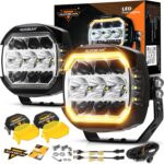 Auxbeam 5Inch LED Offroad Lights, 270° Ultra-Wide Ditch Lights Side Shooter Driving Pods with W/A DRL+Turn Signal Light, 174W XP-Ultra Series Spot Flood Combo Cube Fog Light with Yellow/Black Cover