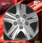 Custom Accessories 4-Pack 15" SGT-5 Wheel Covers, Replacement Hubcaps for Cars, Trucks, SUVs — Silver/Chrome - Image 6