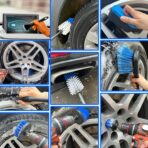 Wheel Brush Kit, Soft Drill Wheel Cleaner Brush, Tire Brush, Detailing Brush, and Detailing Pads, No Scratches Car Wheel Cleaning Kit for Wheels, Tire, Rims, Engines, Exhaust(Blue + White 9 Pk) - Image 8