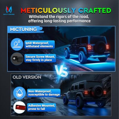MICTUNING 8Pcs N8+ RGBW Underglow LED Lights for Cars, APP & Remote Dual Control, IP68 Waterproof Aluminum Multicolor Modes Music Soundsync Exterior Neon Accent Car Underglow Kit, 2 Years Warranty - Image 4