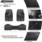CAR PASS Rubber Floor Mats, All Weather Waterproof Trim-to-Fit Automotive Mats for Cars Trucks SUV, Anti-Slip Easy Clean, Heavy Duty Full Set 3-Piece, All Black - Image 3