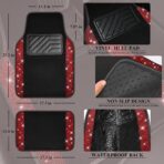 CAR PASS Bling Diamond Car Floor Mats, Shining Rhinestone Carpet Sparkly Glitter Crystal with Anti-Slip PVC Heel Pad Waterproof Universal Fit Automotive SUV,Sedan,Van,Cute Girl Women,4pcs Black Red - Image 5