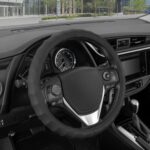 BDK Genuine Black Leather Steering Wheel Cover for Car, Small (13.5" - 14.5") – Ergonomic Comfort Grip for Men & Women, Car Steering Wheel Cover for Vehicles with Small Steering Wheels