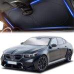 Car Shade Front Windshield, Small (59" x 29") - 240T Reflective Polyester Sunshade Blocks 99% UV Rays and Heat, Foldable with Storage Bag Fits Coupe, Hatchback, Small Sedan, Sports Model Cars